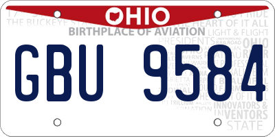 OH license plate GBU9584