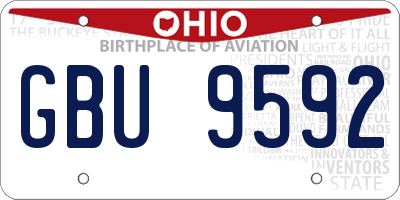 OH license plate GBU9592