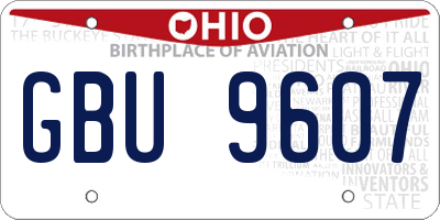 OH license plate GBU9607