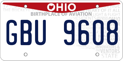 OH license plate GBU9608