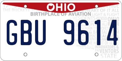 OH license plate GBU9614