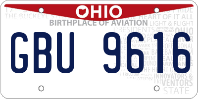 OH license plate GBU9616