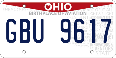 OH license plate GBU9617