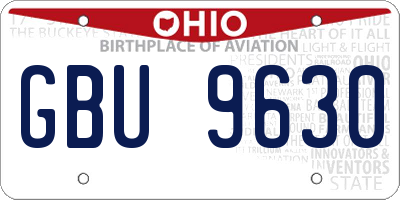 OH license plate GBU9630