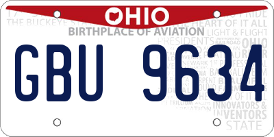 OH license plate GBU9634