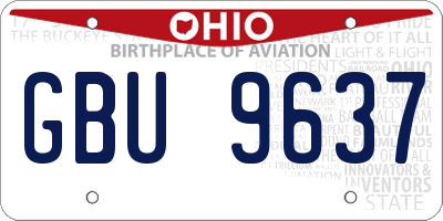 OH license plate GBU9637
