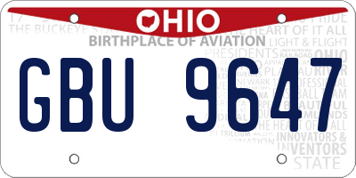 OH license plate GBU9647