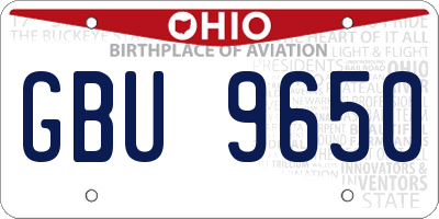 OH license plate GBU9650