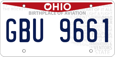 OH license plate GBU9661