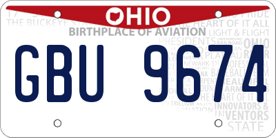 OH license plate GBU9674