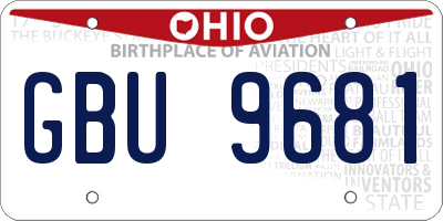 OH license plate GBU9681