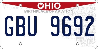 OH license plate GBU9692