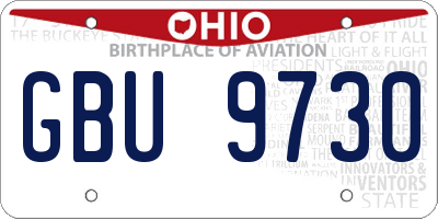 OH license plate GBU9730