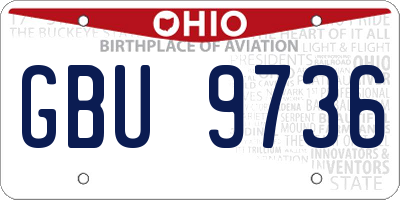 OH license plate GBU9736