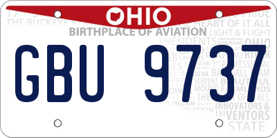 OH license plate GBU9737