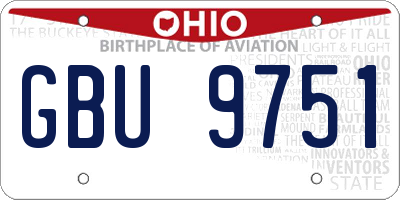 OH license plate GBU9751