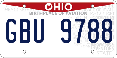 OH license plate GBU9788