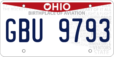 OH license plate GBU9793
