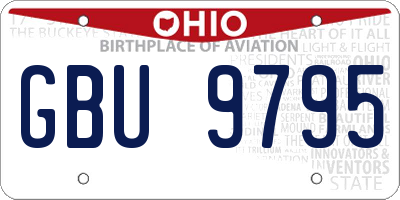 OH license plate GBU9795