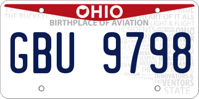 OH license plate GBU9798