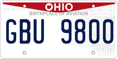 OH license plate GBU9800