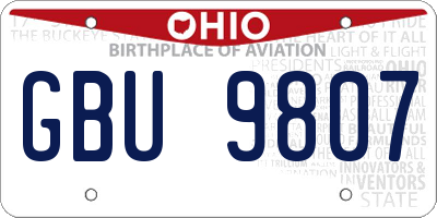 OH license plate GBU9807