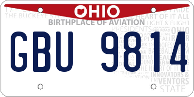 OH license plate GBU9814