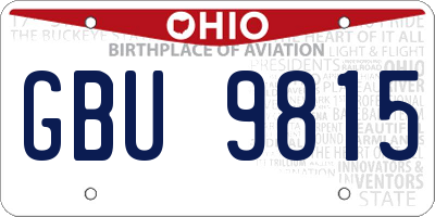 OH license plate GBU9815