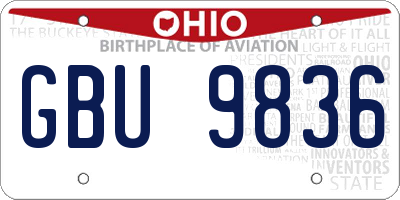 OH license plate GBU9836