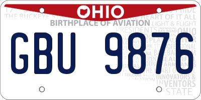 OH license plate GBU9876