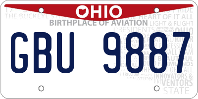 OH license plate GBU9887