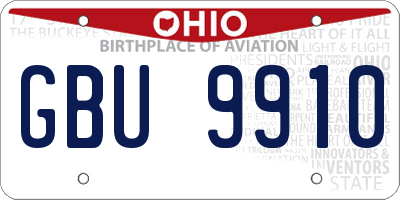 OH license plate GBU9910