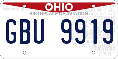 OH license plate GBU9919