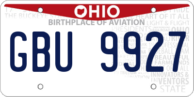 OH license plate GBU9927