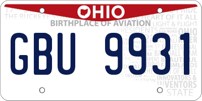 OH license plate GBU9931