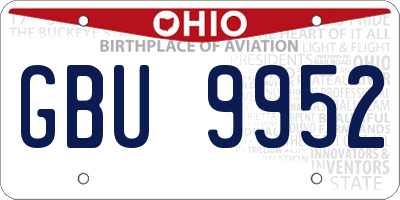 OH license plate GBU9952