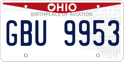 OH license plate GBU9953