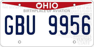OH license plate GBU9956