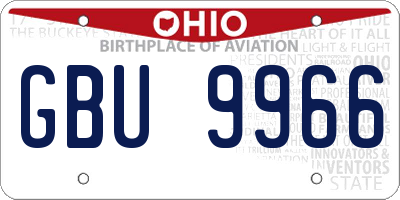 OH license plate GBU9966