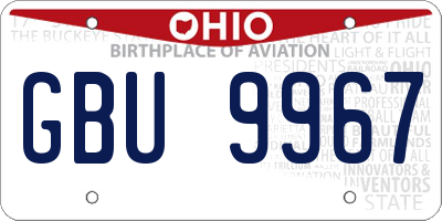 OH license plate GBU9967