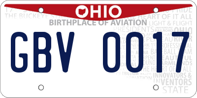 OH license plate GBV0017
