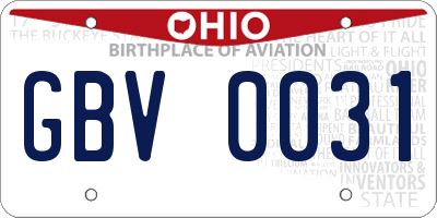 OH license plate GBV0031