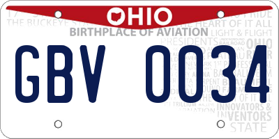 OH license plate GBV0034