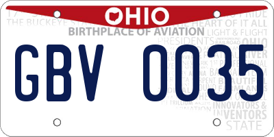 OH license plate GBV0035
