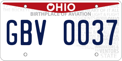 OH license plate GBV0037