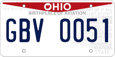 OH license plate GBV0051
