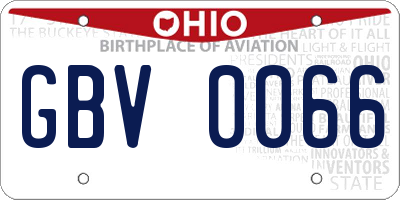 OH license plate GBV0066