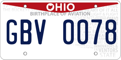 OH license plate GBV0078