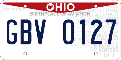 OH license plate GBV0127
