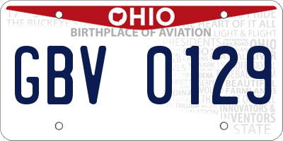 OH license plate GBV0129